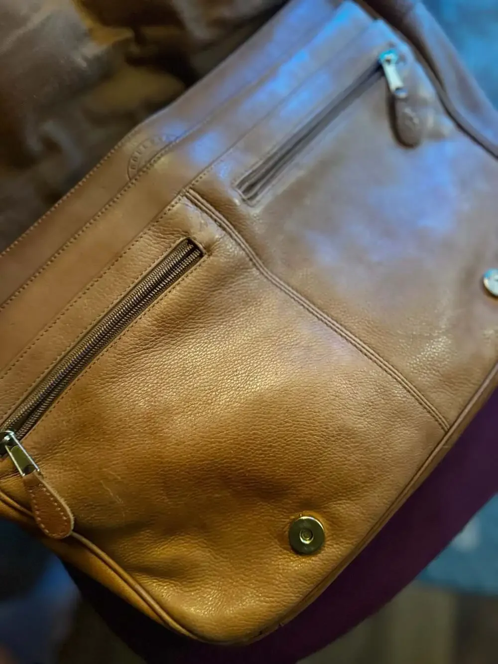 Vintage Boulder Ridge Leather Glove Tanned Leather Briefcase Shoulder Bag Tan
